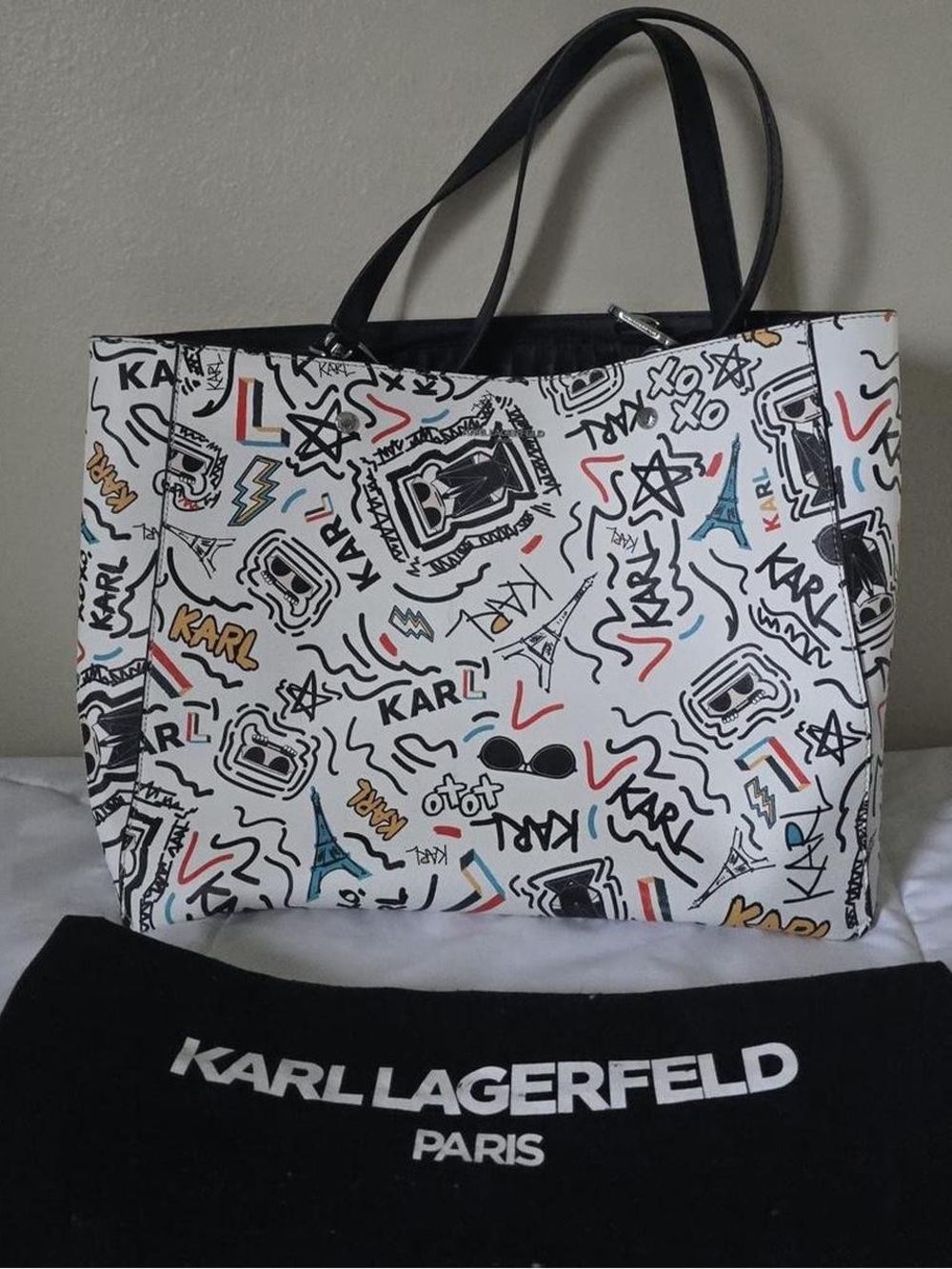 Karl Lagerfelf graffiti canvas tote